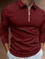 tanie klasyczna koszulka polo-Męskie Koszulka polo Bluza polo Koszula golfowa Odzież sportowa Codzienny Długi rękaw Wino Ciemnozielony Khaki Czerwony Granatowy Szary Jednokolorowe Prążki Tłoczenie na gorąco Wieczorne Wyjściowe