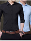 billiga Formella skjortor-Herr Skjorta Solid färg Nedvikt Gata Ledigt Button-Down Långärmad Blast Ledigt Mode Andningsfunktion Bekväm Vin Havsblått Vit / Sommar / Vår / Sommar