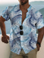 billige Skjorter med tryk til mænd-Herre Skjorte Sommer skjorte Grafisk skjorte Aloha skjorte Blade Høj krave Gul Blå Grøn 3D-udskrivning udendørs Afslappet Kortærmet Knap ned Trykt mønster Tøj Mode Designer Afslappet Bekvem