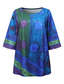 billige Boho t-skjorte-dame pluss størrelse linskjorte boho t-skjorte t-skjorte streetwear uformell farge blokk stripete trykk halvermet vanlige topper rund hals daglig sport helg rød blå lilla sommer vår