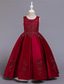 preiswerte Kleider für die Blumenmädchen-Blumenmädchenkleid Mädchen Kleid Abendkleid Party Kleid Hochzeit Party Besondere Anlässe Kuschelig Prinzessin Bestickt Schleife Einfarbig Ärmellos Rundhalsausschnitt Weiß Champagner 4-13 Jahre