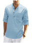 abordables chemises décontractées pour hommes-Homme Chemise du quotidien Manches Longues Vert Blanche Noir Bleu Roi Bleu ciel Abricot Plein Poche Mao du quotidien Poche Vêtements du quotidien