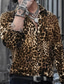 billiga fritidsskjortor för män-Herr Skjorta Grafisk Leopard Nedvikt Ljusrosa Blå Brun Grön Grå Tryck Gata Ledigt Långärmad Button-Down Kläder Designer Andningsfunktion Bekväm