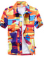 זול חולצות טרופיות-שמש לורנס חולצות חולצות שרוול קצר חולצות הוואי של חוף הוואי מודפסות מזדמנים כחול לבן