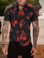 billiga Skjortor med tryck för män-Herr Skjorta Tryck Grafisk Nedvikt Gata Dagligen 3D Button-Down Kortärmad Blast Designer Ledigt Mode Bekväm Svart och Röd