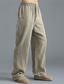 cheap Linen Pants-Men&#039;s Linen Pants Drawstring Elastic Waist Wide Leg Sports Fashion Classic Casual Daily Streetwear Micro-elastic Linen Comfort Breathable Soft Solid Color White Black Khaki S M L