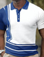 cheap Classic Polo-Men&#039;s Polo Shirt Golf Shirt Striped Turndown Blue / White Print Street Daily Short Sleeve Button-Down Clothing Apparel Fashion Casual Comfortable
