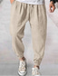 tanie spodnie codzienne-Męskie Uprawiający jogging Spodnie Spodnie plażowe Kieszeń Ściągana na sznurek Elastyczny pas Równina Komfort Miękka Codzienny Święto Streetwear Mieszanka len / bawełna Moda Moda miejska Czarny