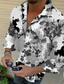preiswerte Bedruckte Herrenhemden-Herren Hemd Graphic Blumen Umlegekragen Weiß Blau Purpur Grau Print Outdoor Casual Langarm Button-Down Bedruckt Bekleidung Modisch Designer Brautkleider schlicht Komfortabel