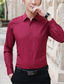 levne Košile k obleku-Pánské Košile Košile k obleku Jednobarevné Košilový límec Denní Práce Dlouhý rukáv Topy Obchodní Základní Bílá Černá Rubínově červená
