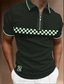 voordelige 3D-ritspolo-Voor heren POLO Shirt Golfshirt Ruitjes Strijkijzer Groen blauw Bruin Zwart 3D-afdrukken Straat Dagelijks Korte mouw Vetoketju 3D Kleding Modieus Casual Ademend Comfortabel / Strand