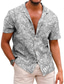 billiga Skjortor med tryck för män-Herr Skjorta Sommarskjorta Grafisk Växter Nedvikt Rubinrött Brun Grön Ljusblå Grå Tryck Gata Dagligen Kortärmad 3D Button-Down Kläder Mode Designer Ledigt Andningsfunktion