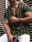 cheap Men&#039;s Casual Shirts-Men&#039;s Shirt Turndown Sports Fashion Casual Summer Short Sleeve Army Green Navy Blue Gray Striped Turndown Street Casual Button-Down Clothing Clothes Sports Fashion Casual