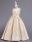 preiswerte Kleider für die Blumenmädchen-Blumenmädchenkleid Mädchen Kleid Abendkleid Party Kleid Hochzeit Party Besondere Anlässe Kuschelig Prinzessin Bestickt Schleife Einfarbig Ärmellos Rundhalsausschnitt Weiß Champagner 4-13 Jahre