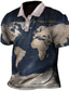 cheap Men&#039;s Printed Shirts-Men&#039;s Golf Shirt Summer Hawaiian Shirt Aloha Map Turndown Street Casual Button-Down Short Sleeve Tops Designer Casual Fashion Breathable Blue