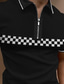 preiswerte Reißverschluss Polo-Herren Poloshirt Golfhemd Plaid Umlegekragen Grün Blau Braun Schwarz 3D-Druck Strasse Täglich Kurzarm Zip 3D Bekleidung Modisch Casual Atmungsaktiv Komfortabel / Strand