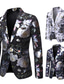 olcso Férfi dzsekik és kabátok-Férfi Blézer Parti Ősz Tél Szokványos Kabát Vékony Gyors szárítás Üzlet Zakók Hosszú ujj 3D nyomtatás Nyomtatott Nyomtatott Fehér Fekete Tengerészkék
