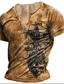 preiswerte T-Shirts für Herren mit 3D-Druck-Herren T Shirt Henley Shirt Tee Graphic Ruder Henley Braun 3D-Druck Übergröße Outdoor Täglich Kurzarm Button-Down Bedruckt Bekleidung Basic Designer Casual Groß und hoch / Sommer / Sommer / Sport