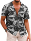 billiga Skjortor med tryck för män-Herr Skjorta Sommarskjorta Grafisk Växter Nedvikt Ljusrosa Svart Ljusgrön Blå Tryck Gata Dagligen Kortärmad 3D Button-Down Kläder Mode Designer Ledigt Andningsfunktion