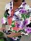 billiga Skjortor med tryck för män-Herr Skjorta Grafisk Blommig Nedvikt Vit Blå Purpur Grå Tryck Utomhus Ledigt Långärmad Button-Down Mönster Kläder Mode Designer Ledigt Bekväm
