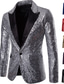 Χαμηλού Κόστους Ανδρικά Μπουφάν &amp; Παλτό-ανδρικό σακάκι αθλητικό μπουφάν αθλητικό παλτό smart casual κανονικό γκλίτερ παλτό παγιέτα μαύρο μπλε μωβ χρυσό κόκκινο πάρτι για πάρτι / βραδινό φθινόπωρο μονόστηθος γιακάς σάλι κανονική εφαρμογή