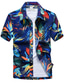 levne Havajské košile-pánská ležérní tištěná rychleschnoucí hawaii plážová košile s krátkým rukávem a slunečníkem modro-bílá