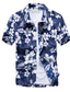 billige Hawaiiskjorts-sun lorence menns uformelle trykte hurtig-tørr hawaii strand korte ermer skjorter blåhvit xl