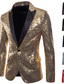 Недорогие Мужские куртки и пальто-мужской блейзер спортивная куртка спортивное пальто элегантная повседневная обычная блестящая куртка с пайетками черный синий фиолетовый золотой красный для вечеринки / вечера осень однобортный