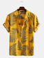 tanie Koszule hawajskie-Męskie Koszula Letnia koszula Koszula hawajska Graficzny Rośliny Hawajskie Aloha Wzór Wieczorne Żółty Rumiany róż Granatowy Zielony Jasnoniebieski Nadruk Na zewnątrz Codzienny Krótki rękaw Przycisk w