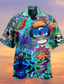 abordables Camisas hawaianas-Hombre Camisa Camisa de verano camisa hawaiana Graphic Cráneos Cuello Vuelto Rojo Azul Piscina Morado Verde Trébol Print Exterior Calle Manga Corta Abotonar Ropa Hawaiano Design Casual Cómodo