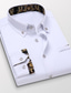 voordelige Nette overhemden-Voor heren Overhemd Bloemig Strijkijzer Bruiloft Dagelijks Button-omlaag Lange mouw Tops Zakelijk Formeel Casual Modieus Wijn Wit Zwart / Werk