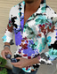 billige Skjorter med tryk til mænd-Herre Skjorte Grafisk Blomstret Aftæpning Hvid Blå Lilla Grå Trykt mønster udendørs Afslappet Langærmet Knap ned Trykt mønster Tøj Mode Designer Afslappet Bekvem
