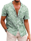 お買い得  メンズプリントシャツ-男性用 シャツ サマーシャツ グラフィック 植物 折襟 ルビーレッド ブラウン グリーン ライトブルー グレー プリント ストリート 日常 半袖 3D ボタンダウン 衣類 ファッション デザイナー カジュアル 高通気性