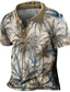 billiga 3d polo-Herr POLO Shirt Golftröja Träd Nedvikt Ljusbrun 3D-tryck Gata Dagligen Kortärmad 3D Button-Down Kläder Mode Ledigt Bekväm / Strand