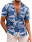 tanie Męskie koszule z nadrukiem-Męskie Koszula Letnia koszula Graficzny Rośliny Wieczorne Jasnoróżowy Czarny Jasnozielony Niebieski Nadruk Ulica Codzienny Krótki rękaw 3D Przycisk w dół Odzież Moda Designerskie Codzienny Oddychający