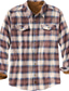 Χαμηλού Κόστους Ανδρικά πουκάμισα με στάμπα-ανδρικό φανελένιο πουκάμισο casual καθημερινά outdoor print check καρό γραφικό μοτίβο turndown street button-down μακρυμάνικο μπλουζάκια μόδα άνετα κρασί λευκό+κόκκινο χειμώνα άνοιξη φθινόπωρο ζεστό