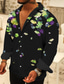 tanie Męskie koszule z nadrukiem-Męskie Koszula Graficzny Kwiaty Wieczorne Czarny Rumiany róż Zielony Szary Nadruk Na zewnątrz Codzienny Długi rękaw Przycisk w dół Nadruk Odzież Moda Designerskie Codzienny Wygodny