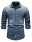 billige tykk skjorte for menn-herrejakke dongerijakke vanlig lommekåpe blå marineblå lyseblå casual daglig høst glidelåsstativ krage vanlig