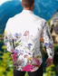 cheap Men&#039;s Printed Shirts-Men&#039;s Shirt Floral Graphic Turndown White Yellow Light Green Pink Blue Print Outdoor Casual Long Sleeve Print Button-Down Clothing Apparel Fashion Designer Casual Comfortable