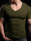 billige Casual T-shirts til mænd-Herre T-shirt Vanlig V-hals Gade Ferie Kortærmet Tøj Mode Designer Afslappet Bekvem