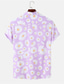 billiga Skjortor med tryck för män-Herr Skjorta Sommarskjorta Daisy Nedvikt Ljusrosa Ljusgrön Ljuslila Ljusblå Tryck Gata Dagligen Kortärmad Button-Down Mönster Kläder Mode Ledigt Andningsfunktion Bekväm