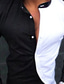 abordables chemises décontractées pour hommes-Homme Chemise Bloc de couleur Mao Noir / Blanc Vert Véronèse Blanc + Gris Plein Air du quotidien manche longue Bouton bas Vêtement Tenue Mode Décontractées Confortable