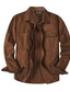 billige Hverdagsskjorter-Herre Flanell skjorte Skjorte Helfarve Lomme Høj krave mørkebrun Kakifarvet Grå Sort udendørs Daglig Tøj Bomuld Afslappet Klassisk