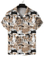 tanie męskie koszule 3d-Męskie Koszula Koszula hawajska Koszula z grafiką Koszula Aloha Letnia koszula Graficzny Graffiti Wieczorne Khaki Druk 3D Na zewnątrz Ulica Krótki rękaw Przycisk w dół Nadruk Odzież Moda Hawajskie