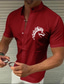 cheap Men&#039;s Printed Shirts-Men&#039;s Shirt  Solid Color Horse Standing Collar Street Casual Button-Down Print Half Sleeve Tops Designer Casual Fashion Breathable A C White / Summer / Spring / Summer