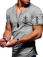 cheap V Neck-Men&#039;s T shirt Tee Graphic Plain Anchor V Neck Outdoor Casual Short Sleeve Zipper Clothing Apparel Casual