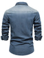 cheap Denim Shirts-Men&#039;s Denim Shirt Solid Color Long Sleeve Tops Black Navy Blue