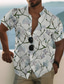 billiga Skjortor med tryck för män-Herr Skjorta Tryck Blommig Grafisk Hög krage Ledigt Dagligen Button-Down Mönster Kortärmad Blast Designer Ledigt Mode Bekväm Grå