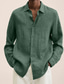billiga fritidsskjortor för män-Herr Skjorta Ensfärgat Nedvikt Gata Dagligen Button-Down Långärmad Blast Ledigt Mode Bekväm Grön Vit Svart / Strand