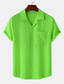 cheap Men&#039;s Casual Shirts-Men&#039;s Shirt Summer Shirt Solid Colored Turndown Light Pink Blue-Green Sea Blue Black White Casual Daily Short Sleeve Clothing Apparel Tropical